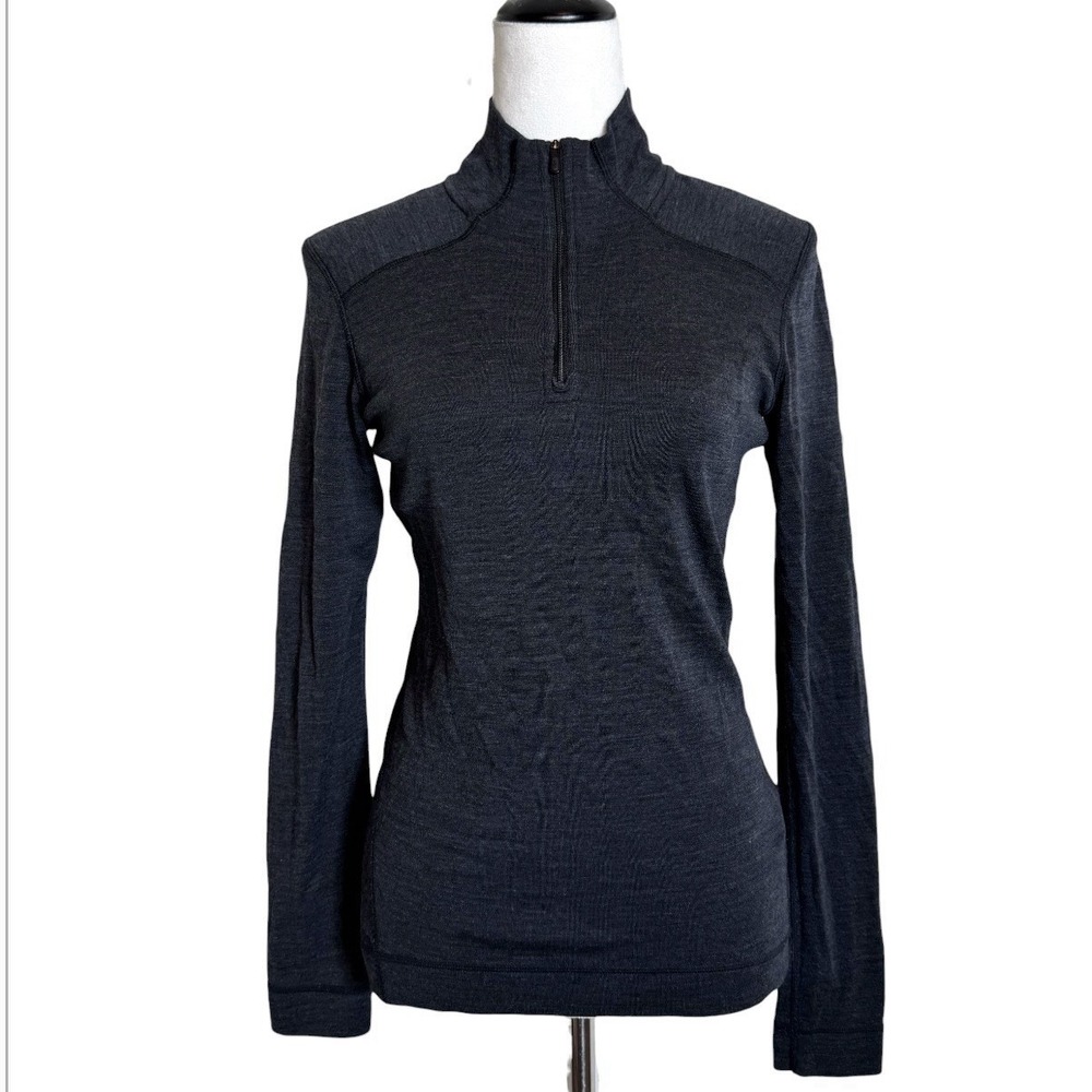 Smartwool Merino 250 1/4 Zip Base layer Thermal Pullover Womens Medium Gray